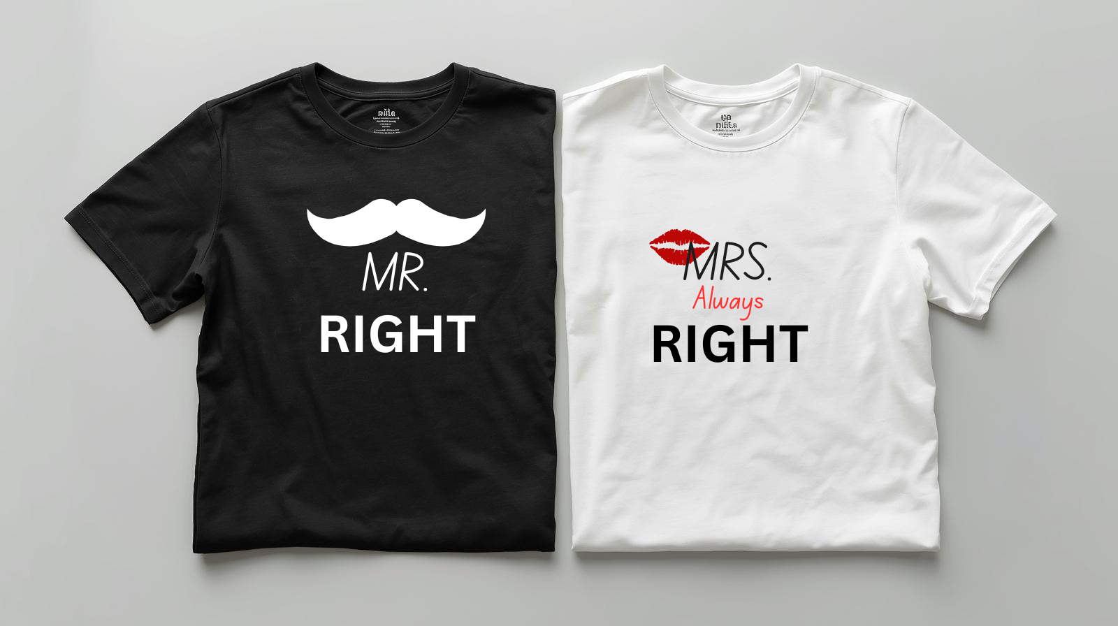 Marškinėliai "MR. RIGHT AND MRS. Always RIGHT"